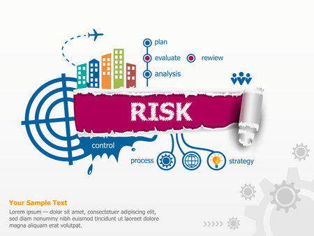 Risk concept and breakthrough paper hole with ragged edges.のイラスト素材