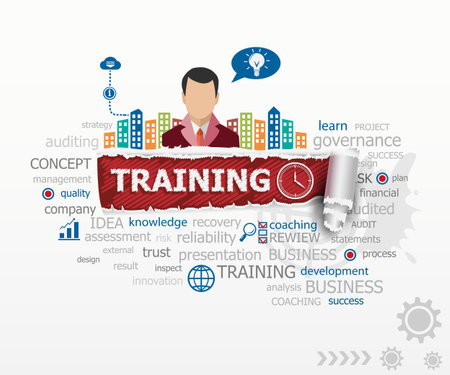 Training concept and business man. Training design illustration concepts for business, consulting, finance, management, career.のイラスト素材