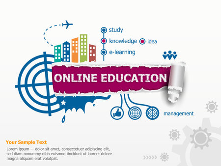 Online education concept for efficiency and breakthrough paper hole with ragged edges with a space for your message.のイラスト素材