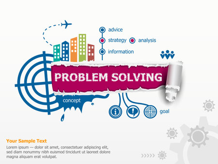 Problem-solving concept and breakthrough paper hole with ragged edges. Communication in the global computer networksのイラスト素材