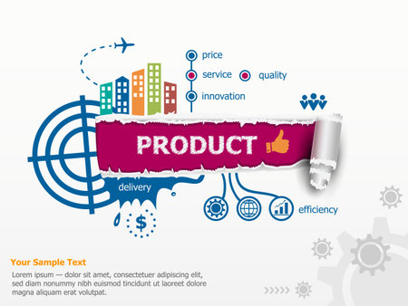 Product concept and breakthrough paper hole with ragged edges with a space for your message.のイラスト素材