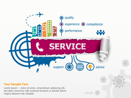 Service concept and breakthrough paper hole with ragged edges.のイラスト素材