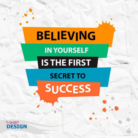 Inspirational motivational quote. Believing in yourself is the first secret to success. Typography Banner Design Conceptのイラスト素材