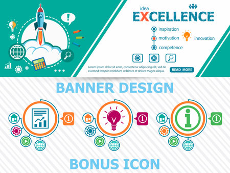 Excellence design concepts and abstract cover header background for website design. Horizontal advertising business banner layout templateのイラスト素材
