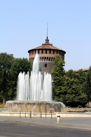 Sforza Castle, Castello Sforzesco, Milan, Italyのeditorial素材