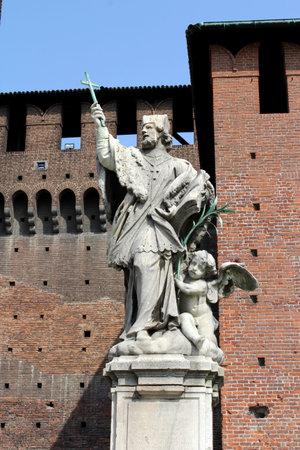 Sforza Castle, Castello Sforzesco, Milan, Italyの写真素材