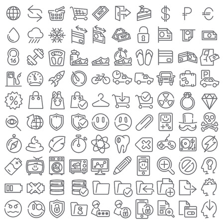 100 line icons set for web design and user interfaceのイラスト素材