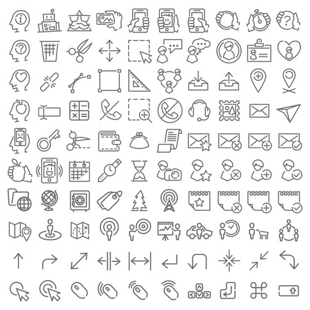 100 line icons set for web design and user interfaceのイラスト素材