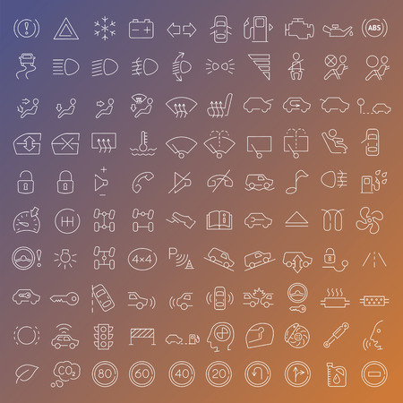 100 vector line icons set for web design and user interface in flat graphic style. More lighter lines then ever, nice detail and easily identifiable.のイラスト素材