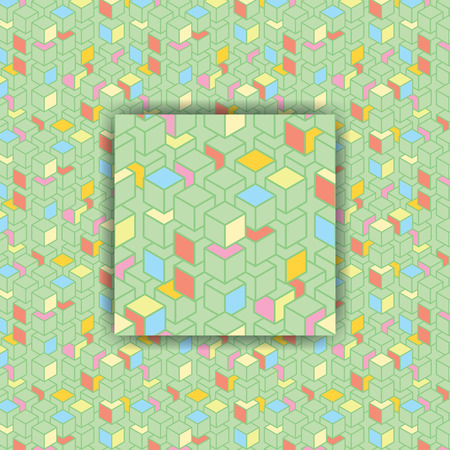 Vector futuristic seamless patterns set with color cubesのイラスト素材