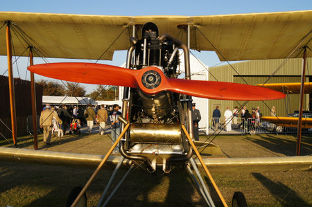 WEST SUSSEX, ENGLAND. SEPTEMBER 2012: 1914 type Royal Aircraft Factory BE2C plane at the Goodwood...
