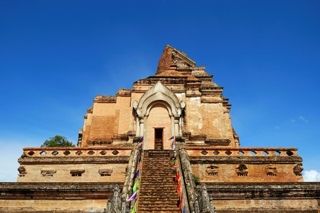 one of buddhist temple Wat Chedi Luang, Chiangmai, Thailandの写真素材