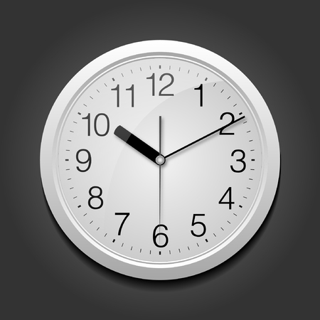 Template for advertising and corporate identity. Classic round clock. Blank mockup for design. Vector white objectのイラスト素材