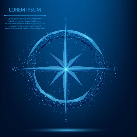 Abstract line and point compass icon. Low poly style design vector illustrationのイラスト素材