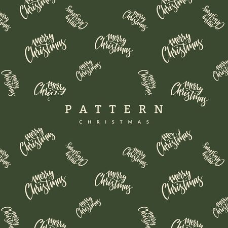 Seamless Pattern Lettering Merry Christmas On Red. Christmas background Vector Xmas greeting card calligraphy lettering. Vector Illustrationのイラスト素材