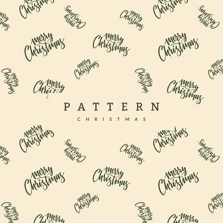 Seamless Pattern Lettering Merry Christmas On Red. Christmas background Vector Xmas greeting card calligraphy lettering. Vector Illustrationのイラスト素材