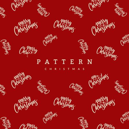 Seamless Pattern Lettering Merry Christmas On Red. Christmas background Vector Xmas greeting card calligraphy lettering. Vector Illustrationのイラスト素材