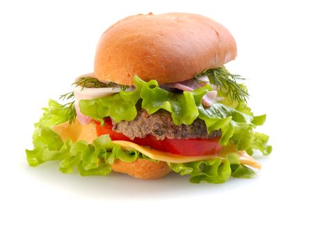 hamburger isolated on whiteの写真素材