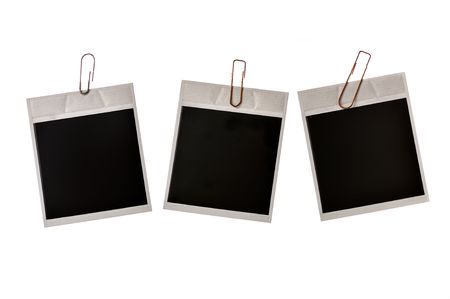 three photo frames with clamp isolated on whiteの写真素材