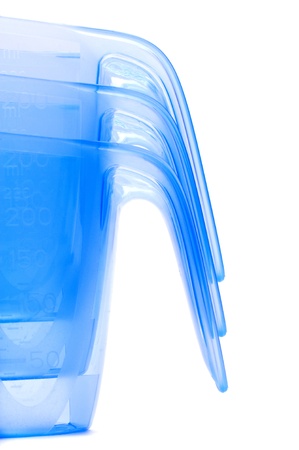blue transparent jug isolated on white backgroundの写真素材