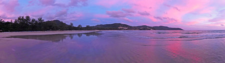 coloful sky on twilight ocean beachの写真素材