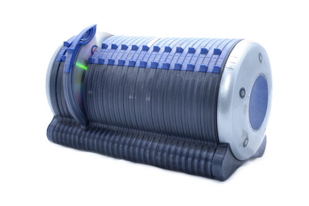 a bkue cd/dvd case on white backgroundの写真素材