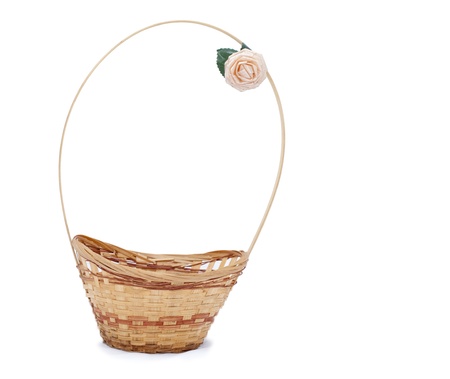 a basket with flower solated on whiteの写真素材