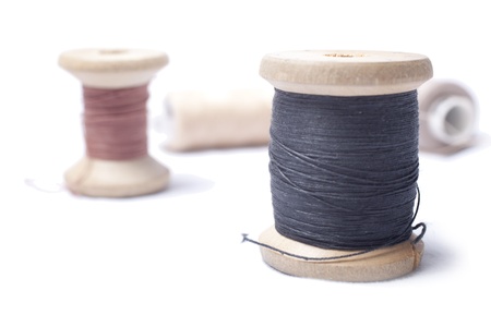 A spool shoe thread isolated on a white backgroundの写真素材