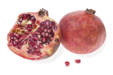 Colorful pomegranates isolated on white Picture shot in Studio.の写真素材