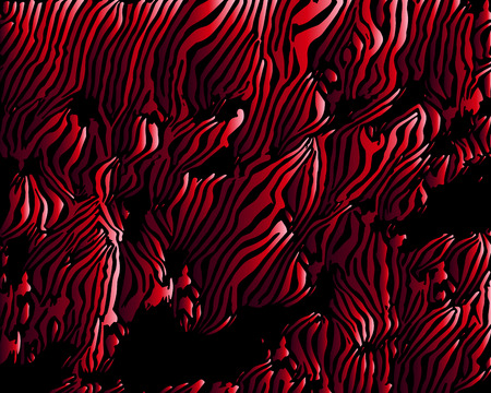 Red texture in the form of stripes on a black background. Vector graphics, illustration of saturated red tones in the form of stripes on a black background. Beautiful, textured, unusual background of red shades in the form of stripes on a black background.のイラスト素材