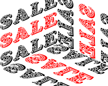 Three-dimensional contour inscription - sale. Outline typography lettering sale is the most fashionable trend in website design and innovative products. Vector graphics of the three-dimensional room.のイラスト素材