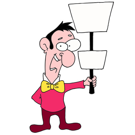 Red Man Holding Bannerのイラスト素材