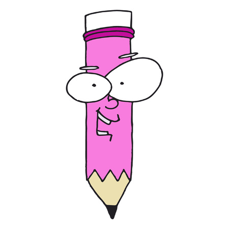 Smiling pink pencilのイラスト素材