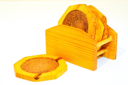 Set of wooden trivets. の写真素材