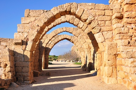 Ruins of antique caesarea. Israel. の写真素材