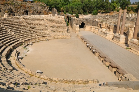 Arena and the stage of amphitheater in Beit-Shean. Israel. の写真素材