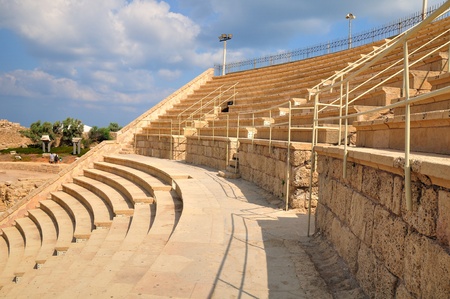 Renovated tribune of ancient amphitheater of Caesarea. の写真素材