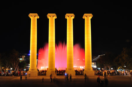 The night show of singing fountains in Barcelona  Spain 