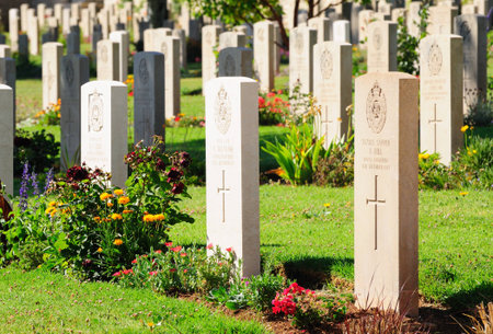 Military British cemetery for the soldiers killed in Palestina  Jerusalem  Israelのeditorial素材
