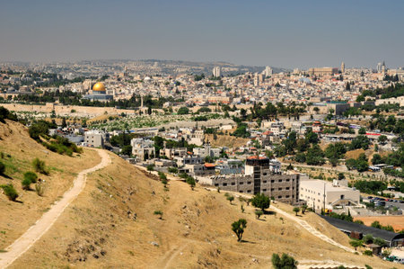 Jerusalem landscape as seen from the mount of olives 