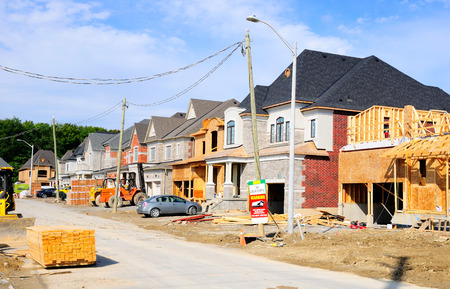 Construction of a new private house settlement. Canada.の写真素材