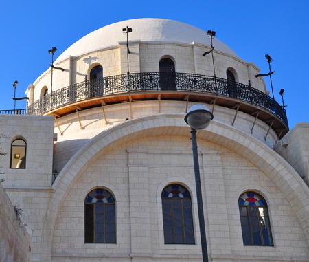 Big renovated synagogue in Old Jerusalem city.の写真素材