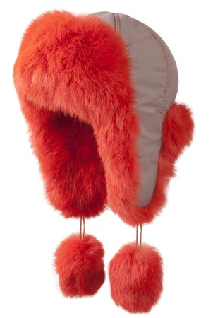 Fur Hat Isolated on Whiteの写真素材