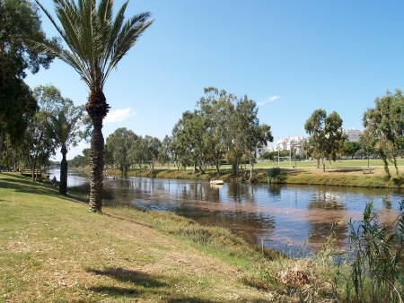Israel  Yarkon s river in Tel Avivの写真素材