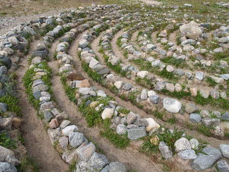 Stone labyrinth on the Big Solovki island, Russiaの写真素材