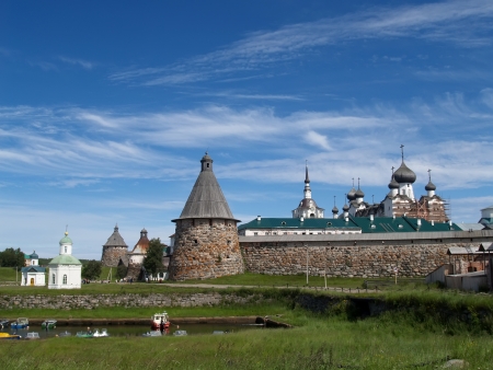 View of the Spaso-Preobrazhensky Solovki monasteryの写真素材