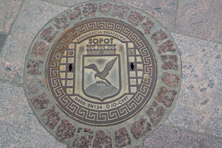 Hatch cover in Sopot, Polandのeditorial素材