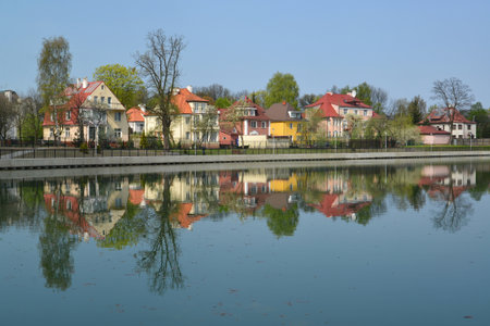 Kaliningrad.  Embankment of the Grain lake (pond Float) のeditorial素材