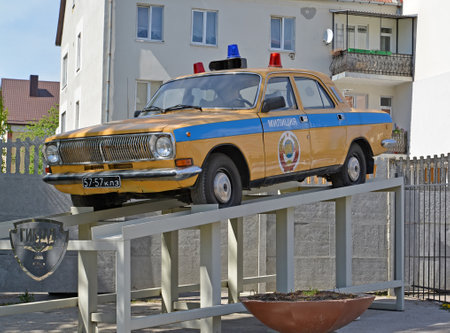 Monument to a police patrol car of GAZ-24 in Kaliningradのeditorial素材