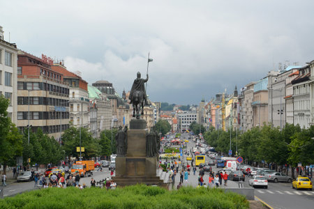 Czech Republic, Prague. View of Vatslavskaya Squareのeditorial素材